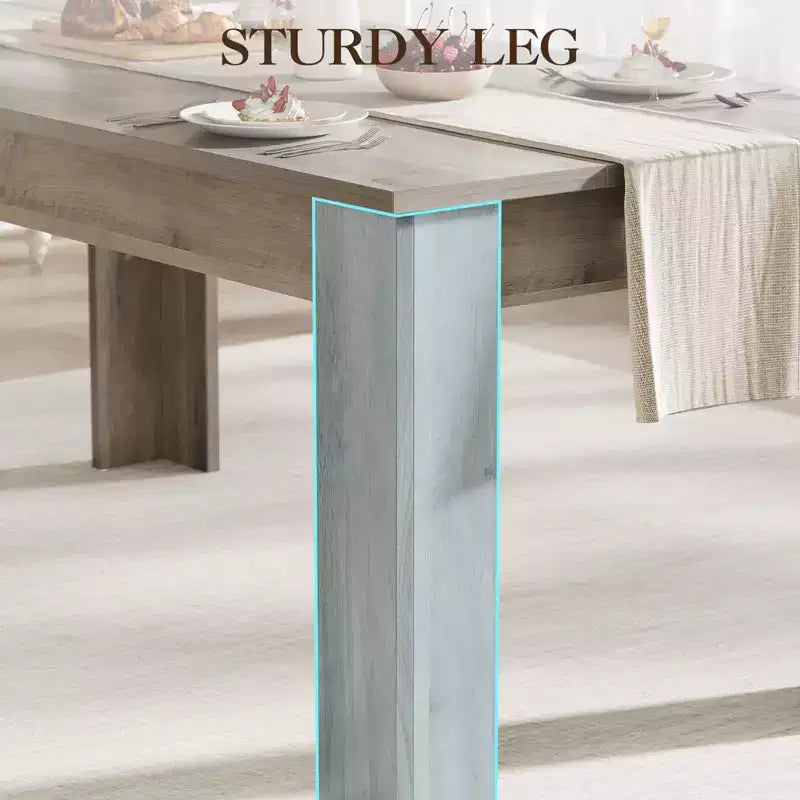 63-Inch Rectangular Dining Table, Seats 4–6, Gray Wood Grain