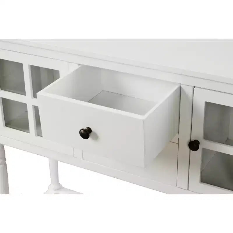 Sideboard Storage Cabinet with Bottom Shelf for Living Room, White