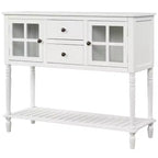 Credenza con Vano Contenitore e Scaffale Inferiore per Soggiorno, Bianca