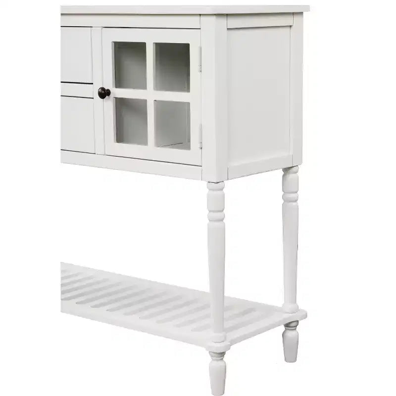 Sideboard Storage Cabinet with Bottom Shelf for Living Room, White