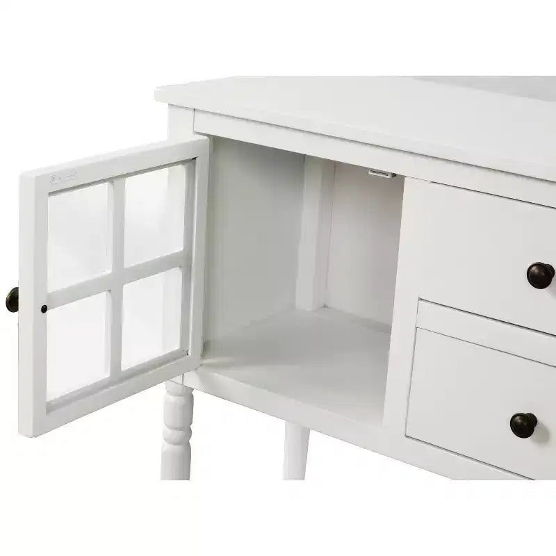 Sideboard Storage Cabinet with Bottom Shelf for Living Room, White