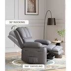 Poltrona Reclinabile Girevole da 22" per Adulti, Recliner Manuale in Pelle PU con Portabicchieri e Tasche Laterali, per Soggiorno, Camera da Letto e Cameretta