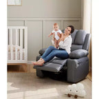 Poltrona Reclinabile Girevole da 22" per Adulti, Recliner Manuale in Pelle PU con Portabicchieri e Tasche Laterali, per Soggiorno, Camera da Letto e Cameretta