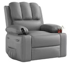 Poltrona Reclinabile Girevole da 22" per Adulti, Recliner Manuale in Pelle PU con Portabicchieri e Tasche Laterali, per Soggiorno, Camera da Letto e Cameretta