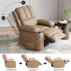 Poltrona Reclinabile Girevole da 22" per Adulti, Recliner Manuale in Pelle PU con Portabicchieri e Tasche Laterali, per Soggiorno, Camera da Letto e Cameretta
