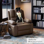Poltrona Reclinabile Girevole da 22" per Adulti, Recliner Manuale in Pelle PU con Portabicchieri e Tasche Laterali, per Soggiorno, Camera da Letto e Cameretta