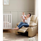 Poltrona Reclinabile Girevole da 22" per Adulti, Recliner Manuale in Pelle PU con Portabicchieri e Tasche Laterali, per Soggiorno, Camera da Letto e Cameretta