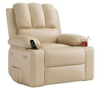 Poltrona Reclinabile Girevole da 22" per Adulti, Recliner Manuale in Pelle PU con Portabicchieri e Tasche Laterali, per Soggiorno, Camera da Letto e Cameretta