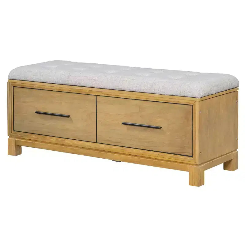 Shoe Bench with Removable Cushion and Hidden Storage for Entryway, Living Room and Hallway, Natural