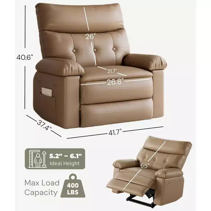 Swivel Recliner Chair with Side Pocket