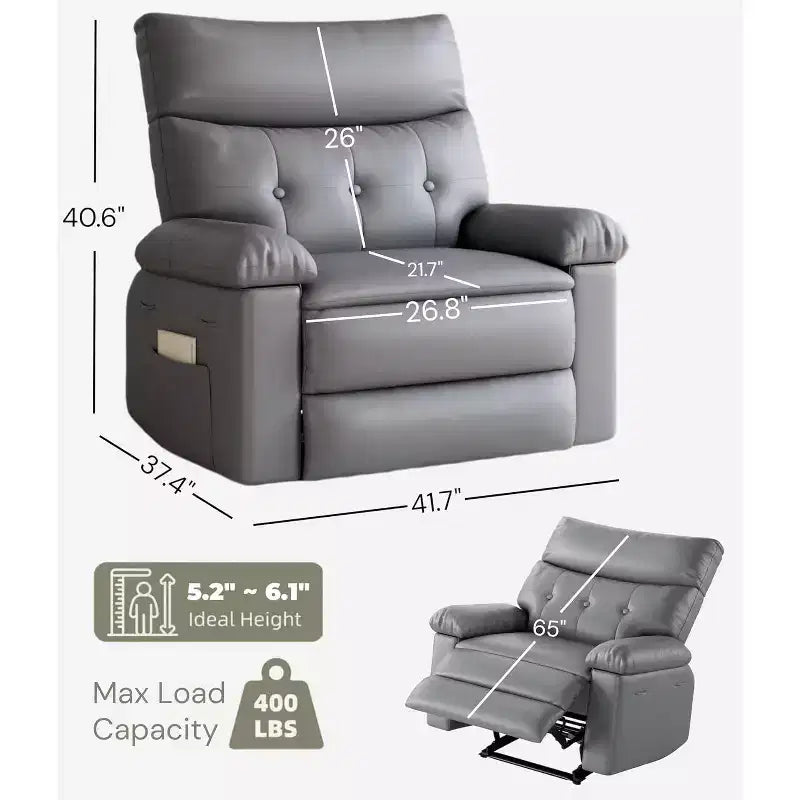 Swivel Recliner Chair with Side Pocket