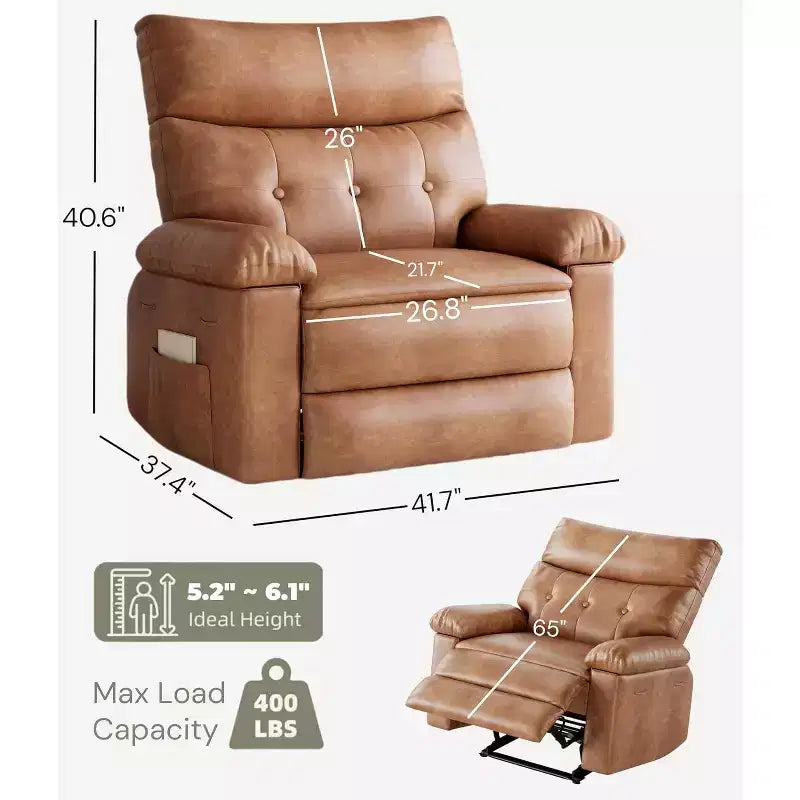 Swivel Recliner Chair with Side Pocket