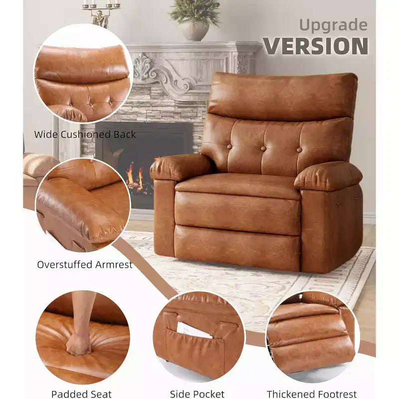 Swivel Recliner Chair with Side Pocket