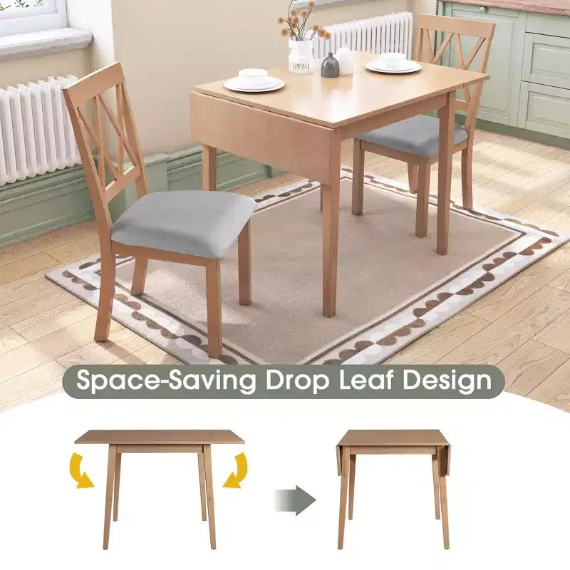 Rectangular Extendable Dining Table with Rubberwood Legs