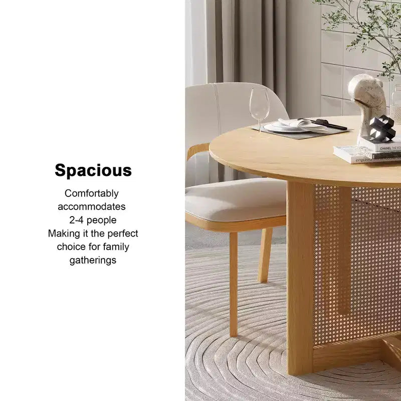 46-Inch Round Wood Dining Table, Seats 4–6, Pedestal Base