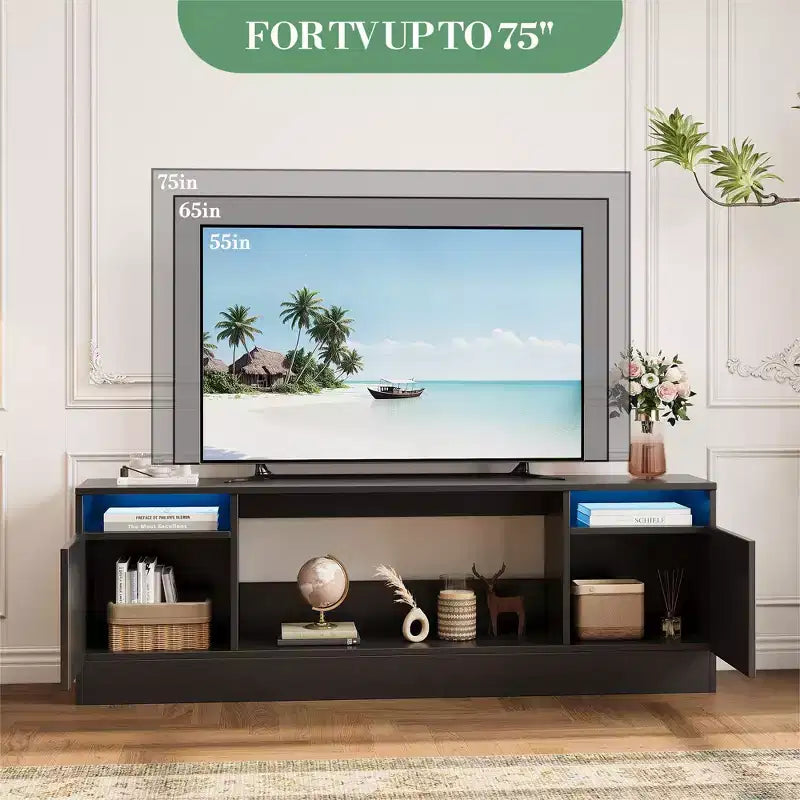 TV Stand with Fireplace Compartment, Fits TVs up to 75 in.