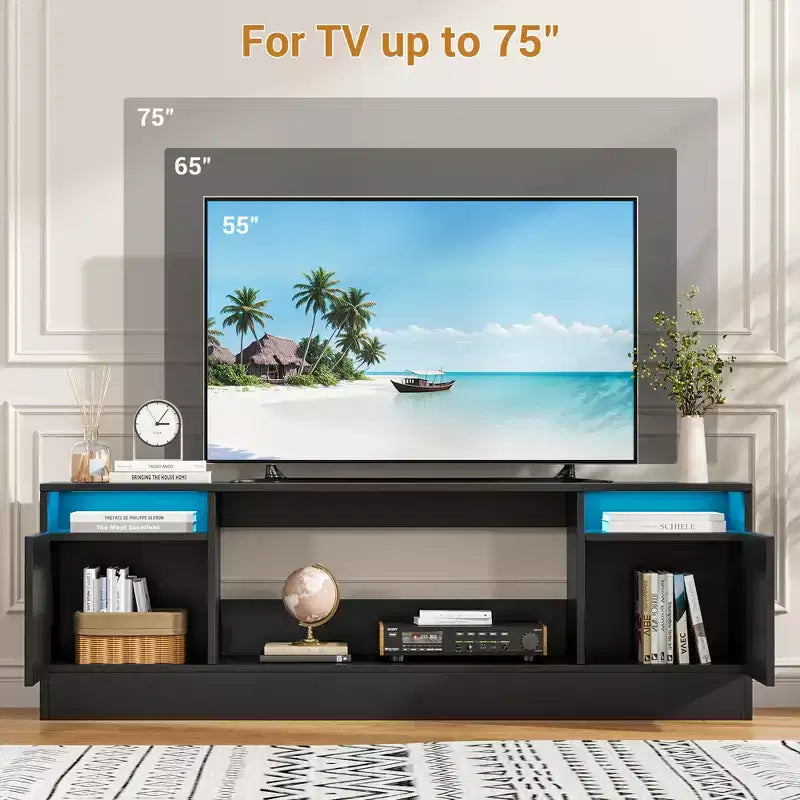TV Stand with Fireplace Compartment, Fits TVs up to 75 in.