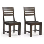 HomeRoots Set of Two Brown Solid Wood Ladder Back Dining Side Chairs