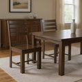 Set of Two Brown Solid Wood Ladder Back Dining Side Chairs