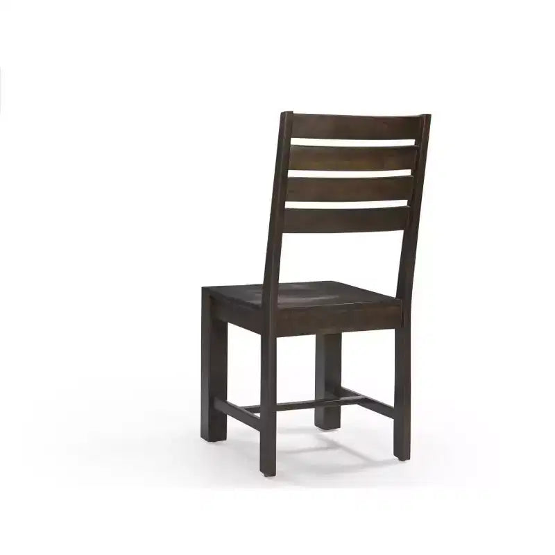 Set of Two Brown Solid Wood Ladder Back Dining Side Chairs