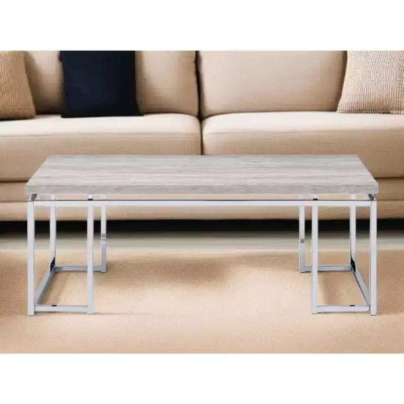 47" Rectangular Coffee Table with Wood Composite Top and Steel Frame