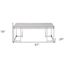 Tavolino da caffè rettangolare da 47" con ripiano in legno composito e telaio in acciaio
