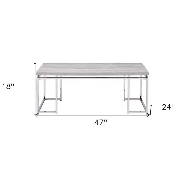 47" Rectangular Coffee Table with Wood Composite Top and Steel Frame