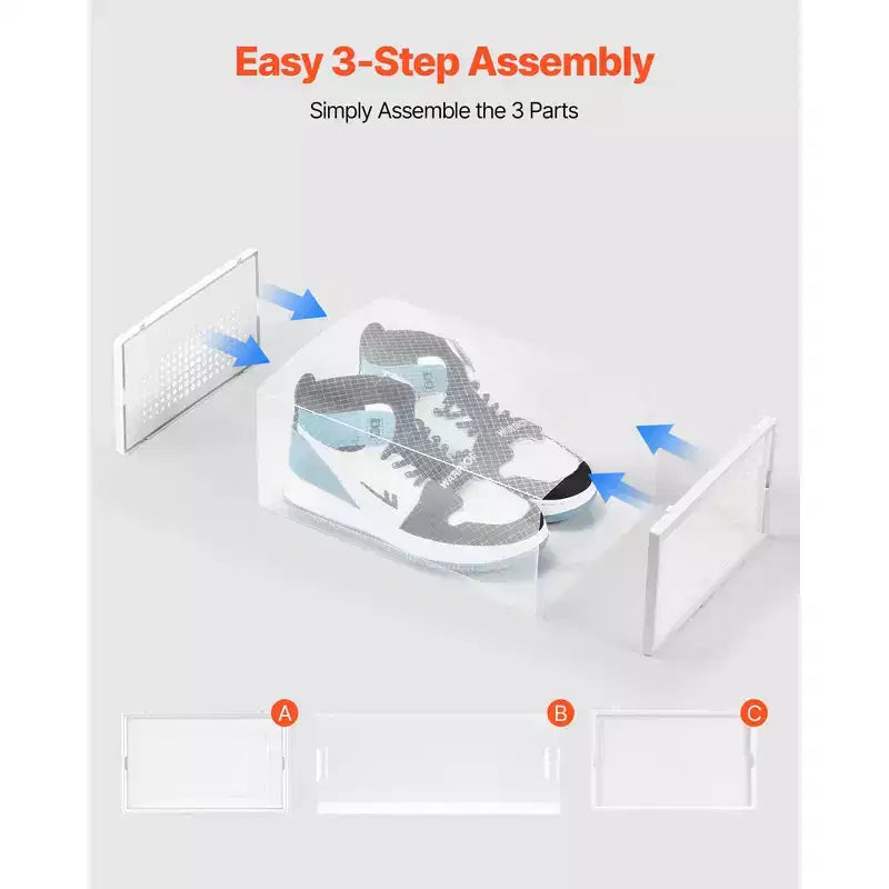 Stackable Shoe Storage Boxes, 12 Pack, Clear, Fits Up to US Size 11