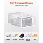 Scatole porta scarpe impilabili, confezione da 12, trasparenti, adatte fino alla taglia 45 IT