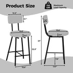 Set di 2 Sgabelli da Bar, Sgabelli Moderni con Schienale, Altezza Seduta 56 cm, Gambe in Metallo per Isola Cucina e Bancone