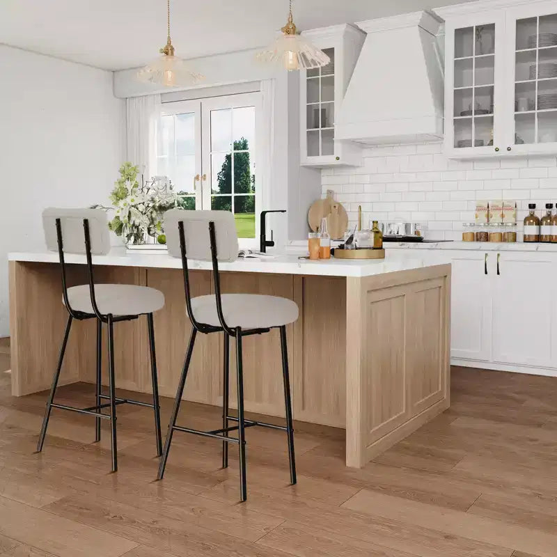 Bar Stools Set of 2, Modern Barstools with Back, 22-Inch Seat Height, Metal Legs for Kitchen Island and Bar