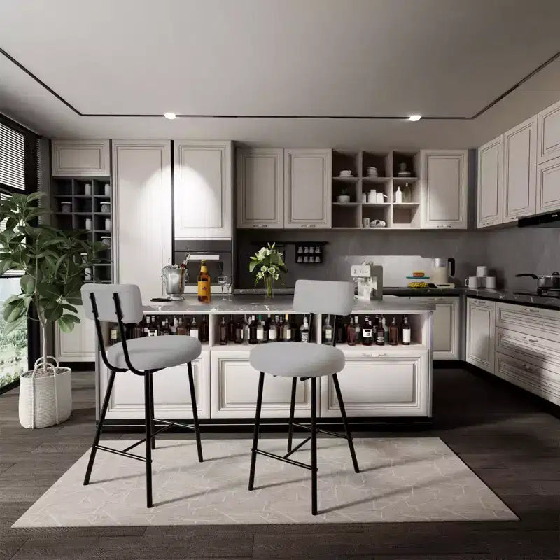 Bar Stools Set of 2, Modern Barstools with Back, 22-Inch Seat Height, Metal Legs for Kitchen Island and Bar