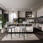 Set di 2 Sgabelli da Bar, Sgabelli Moderni con Schienale, Altezza Seduta 56 cm, Gambe in Metallo per Isola Cucina e Bancone