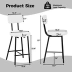 Set di 2 Sgabelli da Bar, Sgabelli Moderni con Schienale, Altezza Seduta 56 cm, Gambe in Metallo per Isola Cucina e Bancone