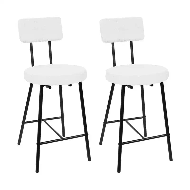 Bar Stools Set of 2, Modern Barstools with Back, 22-Inch Seat Height, Metal Legs for Kitchen Island and Bar