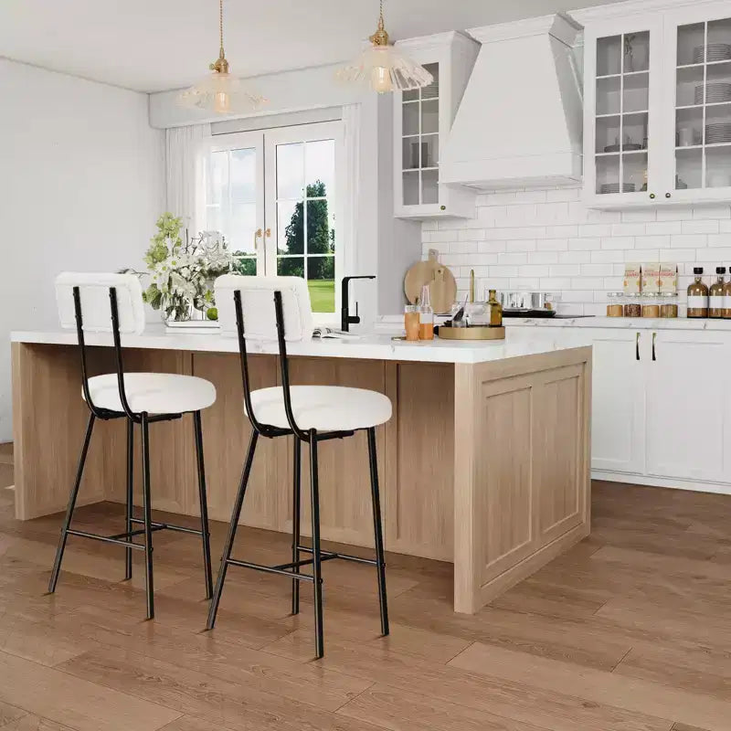 Bar Stools Set of 2, Modern Barstools with Back, 22-Inch Seat Height, Metal Legs for Kitchen Island and Bar