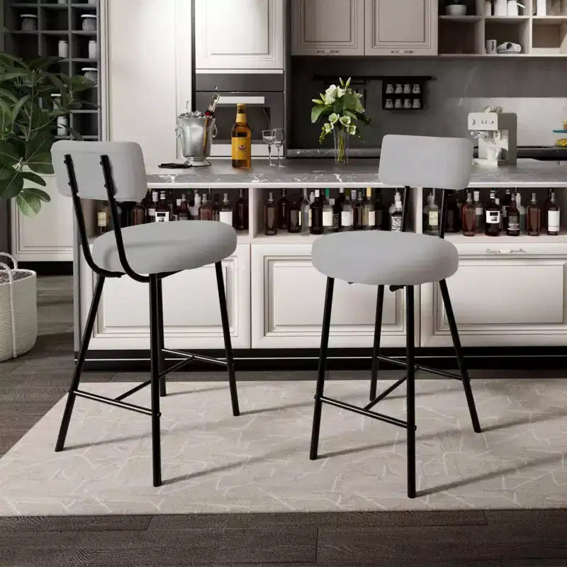 Bar Stools Set of 2, Modern Barstools with Back, 22-Inch Seat Height, Metal Legs for Kitchen Island and Bar