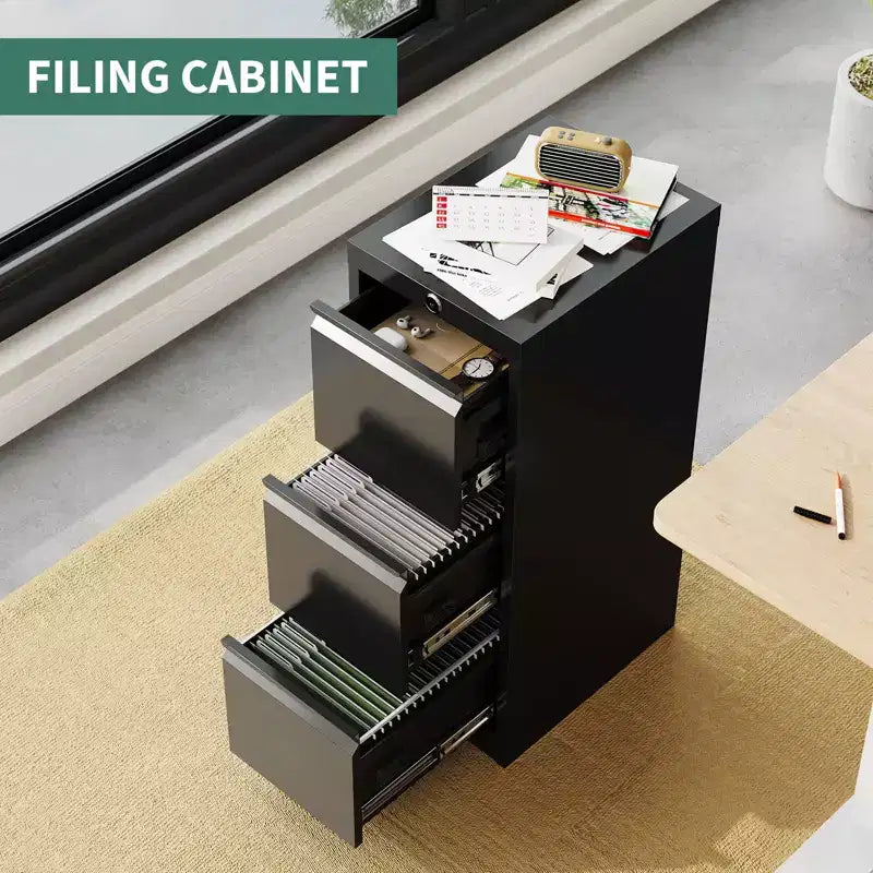 3-Drawer Vertical File Cabinet with Lock