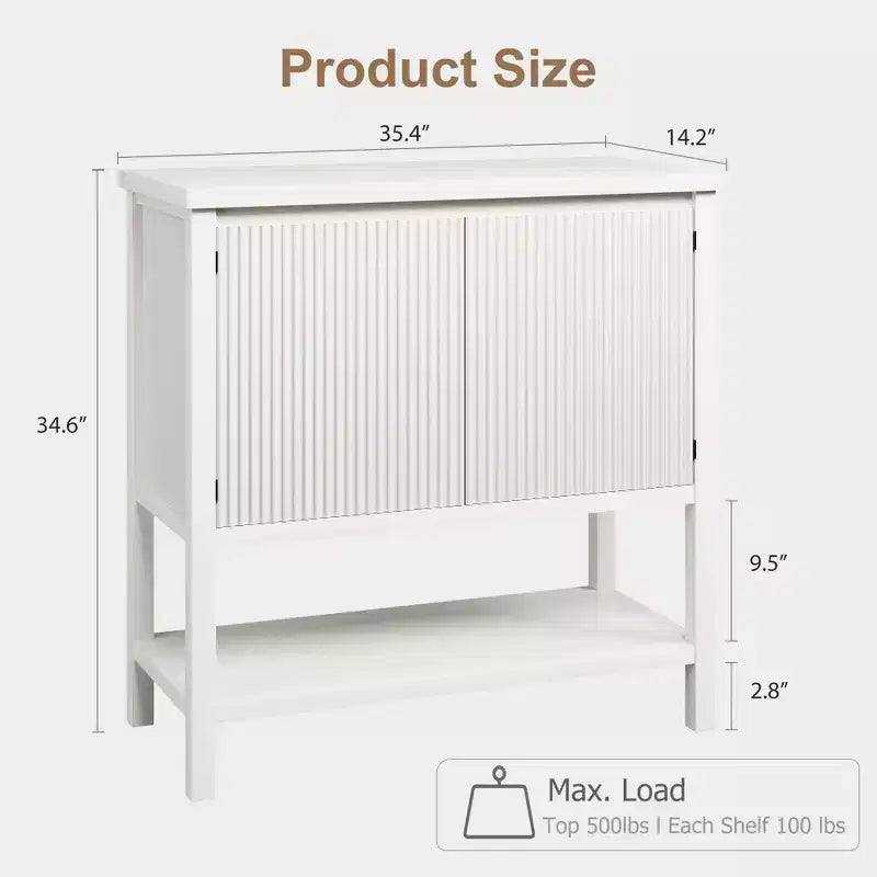 Narrow Console Table with 2-Door Storage Cabinet and Open Shelf