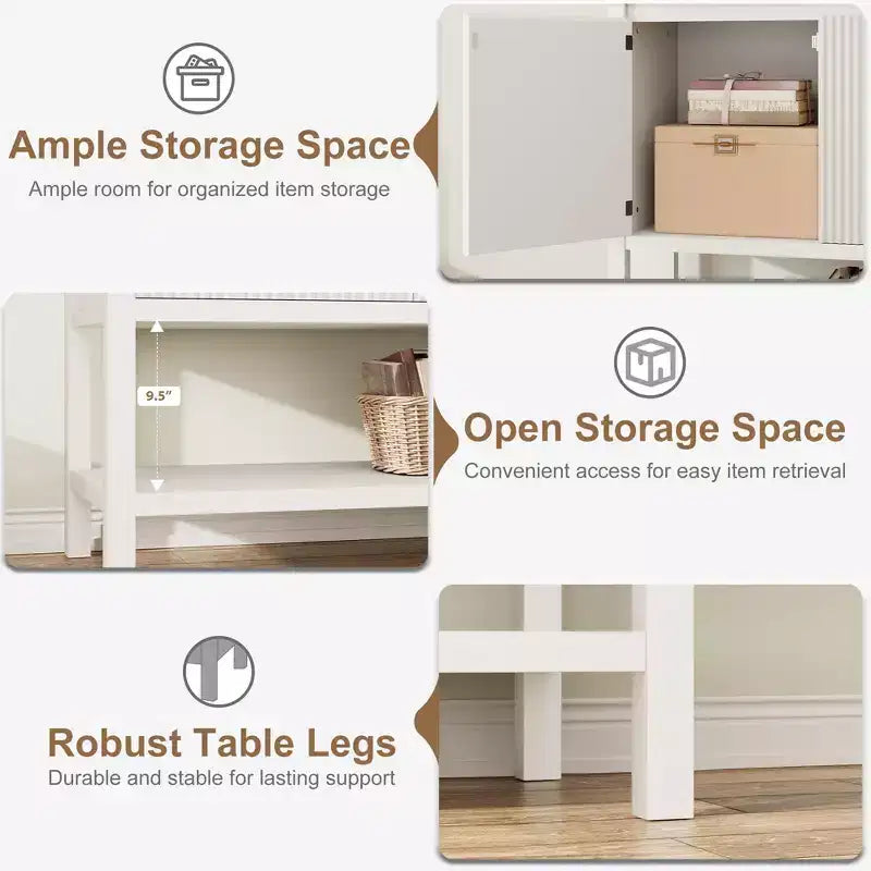 Narrow Console Table with 2-Door Storage Cabinet and Open Shelf