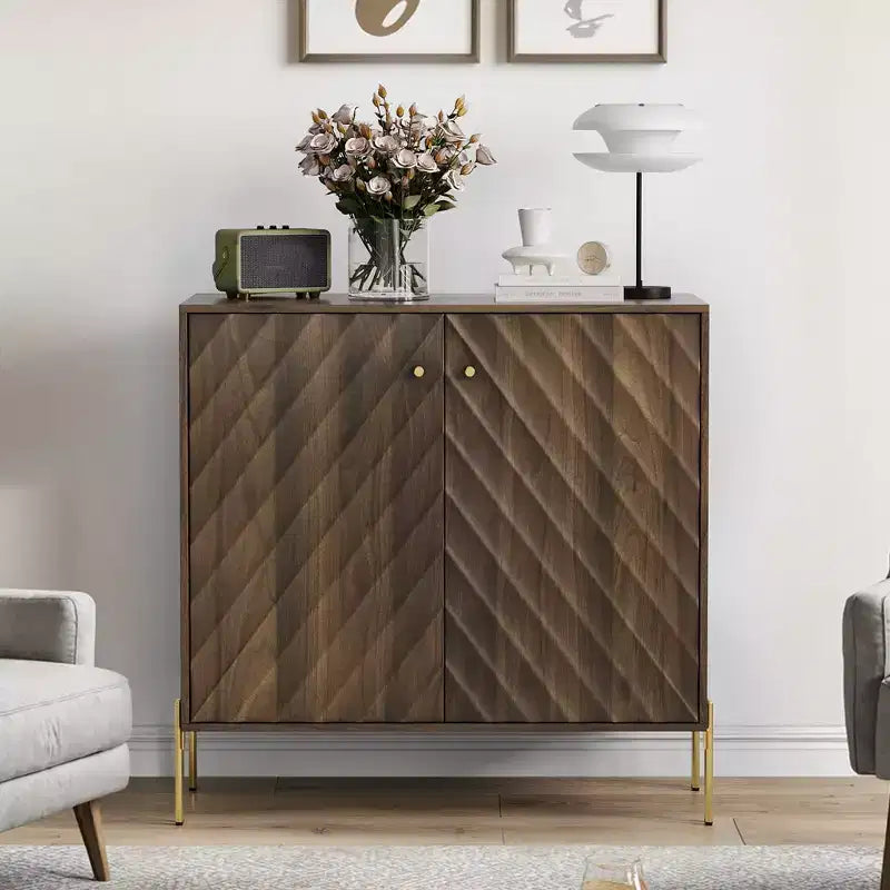 Vintage Sideboard Buffet Cabinet with 2 Doors & Adjustable Shelves