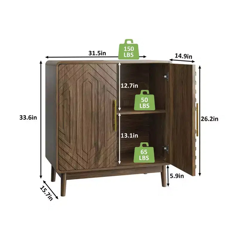 Vintage Sideboard Buffet Cabinet with 2 Doors & Adjustable Shelves