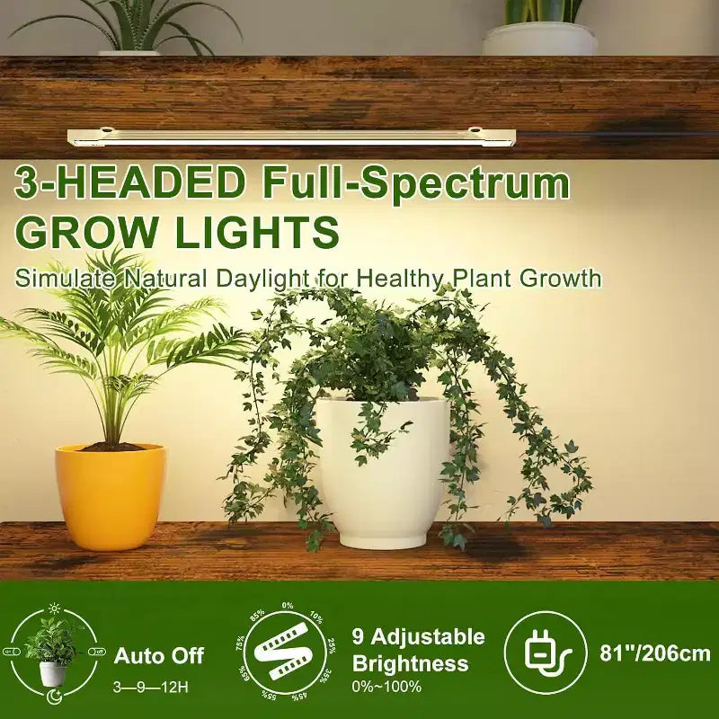 7-Tier Plant Stand with LED Grow Lights and Wood Shelves