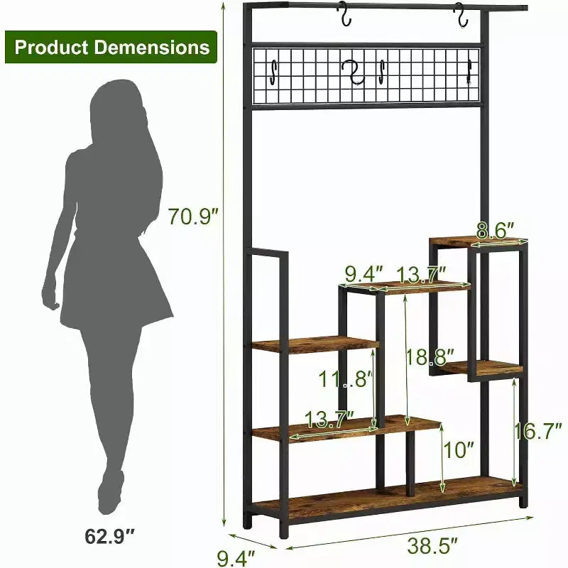 7-Tier Plant Stand with LED Grow Lights and Wood Shelves