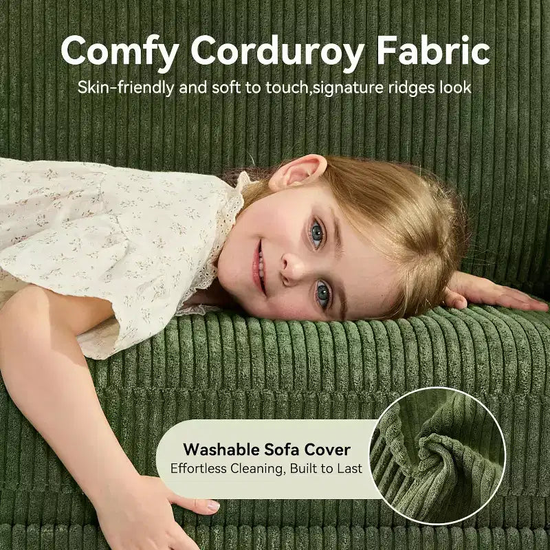 60-Inch Loveseat Sofa with Mid-Century Design, Available in Corduroy and Linen