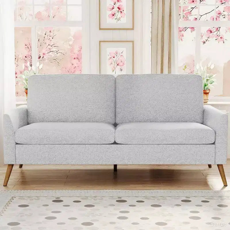60-Inch Loveseat Sofa with Mid-Century Design, Available in Corduroy and Linen