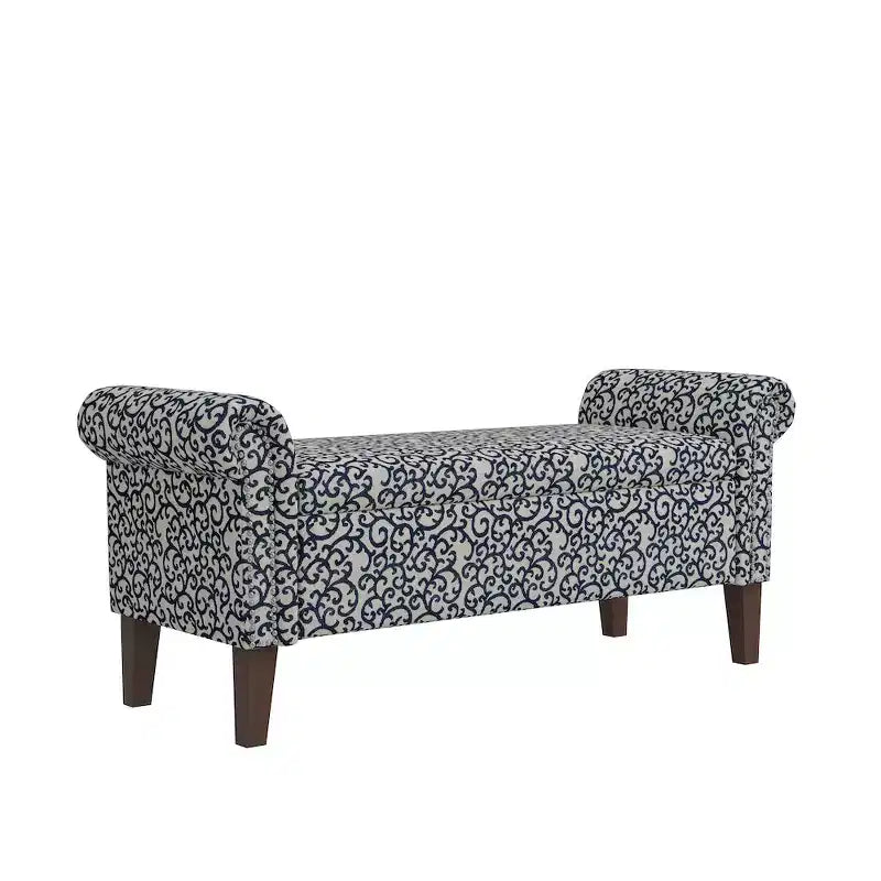 Rolled Arm Storage Ottoman Bench