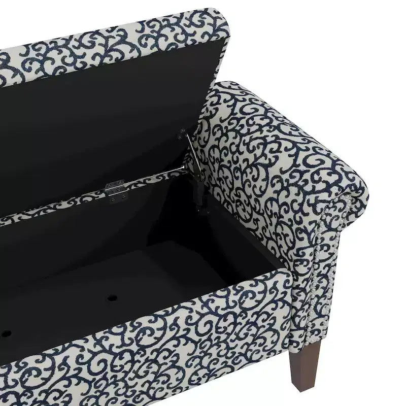 Rolled Arm Storage Ottoman Bench