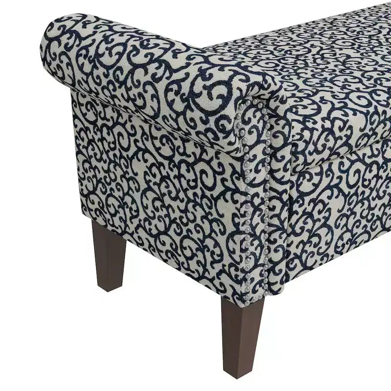 Rolled Arm Storage Ottoman Bench