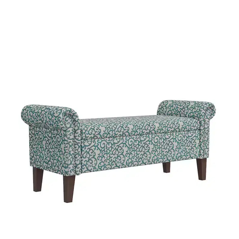 Rolled Arm Storage Ottoman Bench